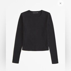 Long-Sleeve Cotton-Blend Seamless Fabric Cropped Tee